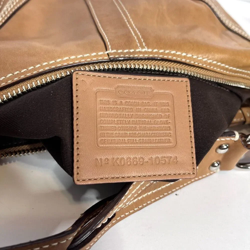 Coach Tan Burnished Leather Soho Boho y2k Medium Baguette Bag #10574